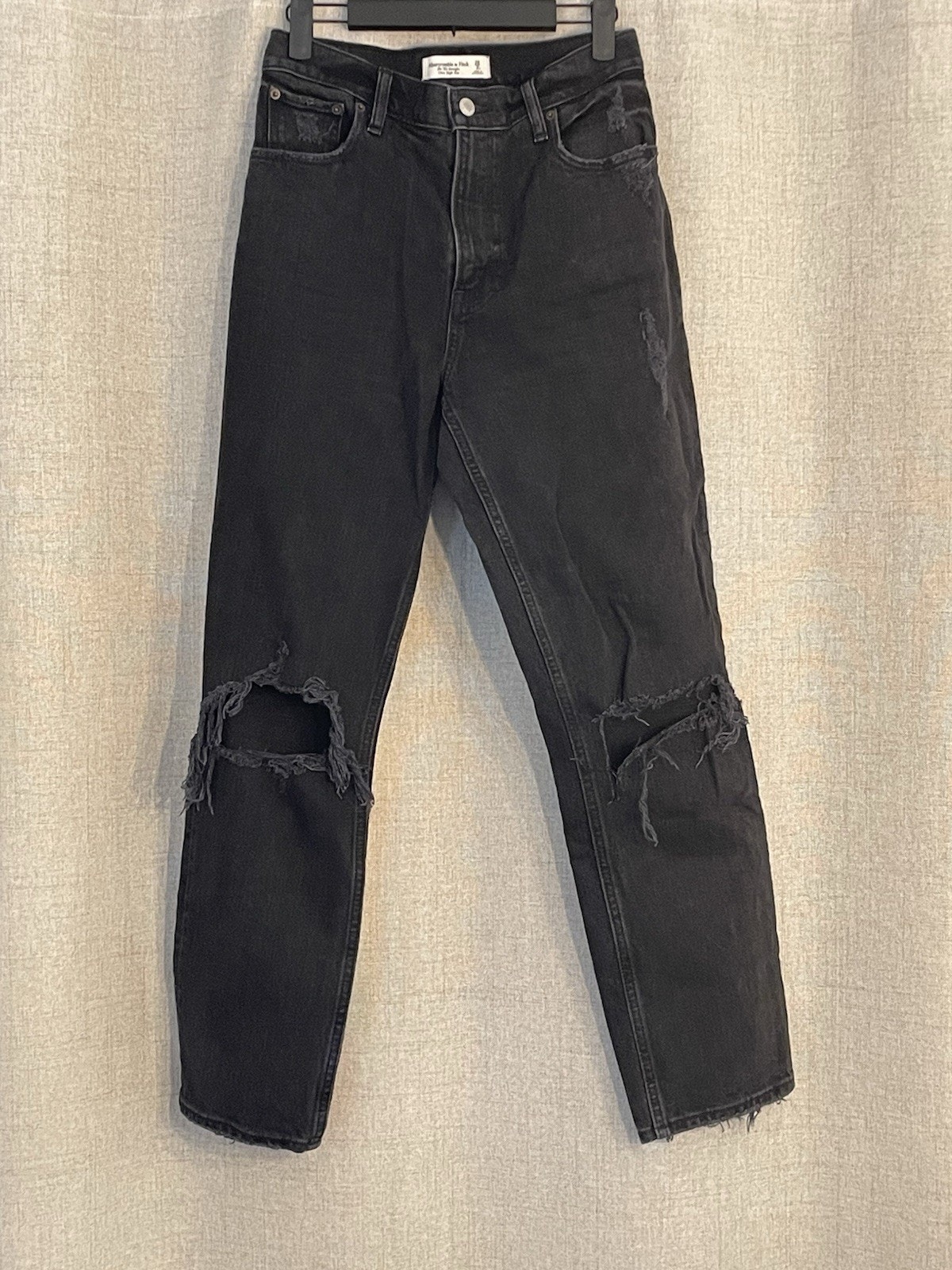 American Apparel High Waist Distressed Knees Jeans In Black Wash Size 2s
